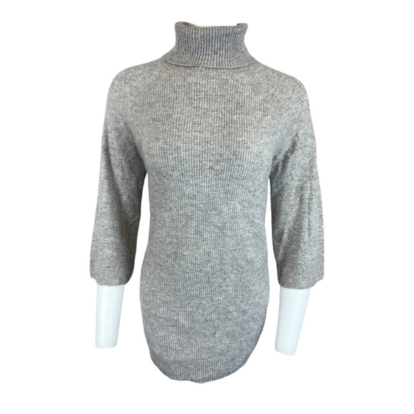 Soft by NAADAM 100% Cashmere Waffle Stitch Turtleneck Sweater Cement Small Size - Picture 1 of 2